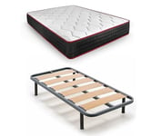 HOGAR24 ES Lit Complet | Sommier à Lattes Large + Matelas à mémoire de Forme Premier | Comprend Un Ensemble de Pieds filetés de 25 cm | Dimensions : 105 x 190 cm