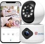 Camera Surveillance Interieur Double Objectif,360°Ptz Camera Interieur Double Vue,Detection Humaine/Mouvement,Suivi Automatique,Vision Nocturne Ir,Wifi 2,4 Ghz,Audio Bidirectionnel