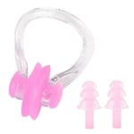 Bouchons d'oreille en silicone souple unisexe,clip antarctique,étanche,natation,plongée en mer,accessoires de piscine,1 ensemble - Type Pink