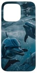 Coque pour iPhone 15 Pro Max Blue Splash Dolphins Modern Ocean