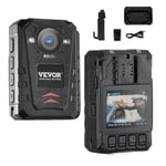 VEVOR Caméra-Piéton pour Police 1440P, Caméra de Corps 128G avec Vision Nocturne Infrarouge et GPS, Enregistrement Audio-Vidéo, Batterie Intégrée 3500 mAh et Écran LCD 2,0", pour les Forces de l'Ordre