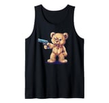 Cool adult Teddy Bear with firearm and pistol in hand Tank Top