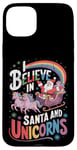 iPhone 15 Plus Christmas Unicorn Lover I Believe In Santa And Unicorns Case