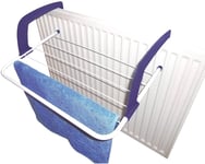 St@llion Over Radiator Airer Folding Clothes Washing Drying Indoor Outdoor Rack Adjustable Rail Dryer, Blue Laundry Drying Rails, Radiators Cloth Hanger, Towel Storage