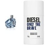 Diesel Only The Brave, Eau de Toilette Pour Homme 200 ml + Déodorant Pour Homme en Stick 75 g, Lot de 2 Produits