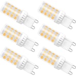 Dimbar G9 LED-lampa, 4W motsvarande 40W halogen, 480 LM, varmvit 3000K, standard G9-sockel, 360° rotationsvinkel, 6-pack