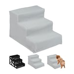 Relaxdays Dog Stairs, 3 Steps, Pets Access Ramp, Climbing Aid Bed, Sofa & Car, Max. 33 kg, 30x35x45 cm, Grey, Pack of 1