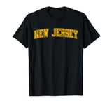 New Jersey NJ Varsity Style Garden State Grunge Yellow T-Shirt