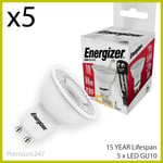 Energizer GU10 LED Bulbs 3.1W=35W Spotlight Downlight Lamps Warm White Pack of 5