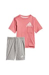 adidas Mixte bébé Bos Sum Set Surv tement de gymnastique, Top:hazy Rose/White Bottom:medium Grey Heather, 9 mois EU