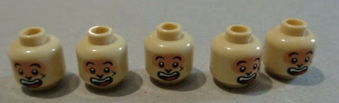 Lego Minifigure head Happy Face /closed eyes face x5 **