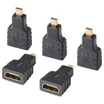 J&D Micro HDMI to HDMI Adapter (5 Pack), Gold Plated HDMI Female to Micro HDMI Male Adapter Converter Compatible with Smartphone Camera