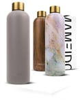 MAMEIDO Gourde Isotherme 1l, 750ml & 500ml - Bouteille Isotherme inox, étanche, sans BPA, conserve le froid à 24h, la chaleur 12h (Taupe Grey Gold, 1l)