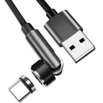 Magnetisk USB-C ladekabel 3A Hurtiglading 2 m Sort