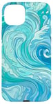 iPhone 15 Plus Swirl Blue Color Illustration Pattern Abstract Art Case