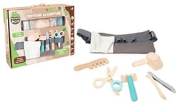 PLANÈTE Bois - Set du Petit Coiffeur - FSC - 030195-12 Pièces - Beige - Bois - Jeu pour Enfant - Jouet Durable - Ludique - Educatif - Jeu d'Imitation - Coiffure - 30 cm x 22 cm - À Partir de 3 Ans