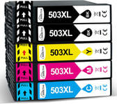 503 503Xl Cartouche D'Encre Compatible Pour Epson 503 503Xl Cartouches D'Imprimante Multipack Cartouches Pour Epson Expression Home Xp-5200 Xp-5205 Workforce Wf-2960Dwf Wf-2965Dwf, 5Pack