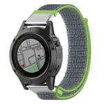 Garmin Fenix 5X / Plus 3 HR 26mm ranneke - Hopea Vihreä Hopea/Harmaa