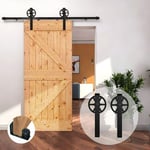 4.92FT/150cm Quincailleri Kit de Rail pour Porte Simple Coulissante de Grange en Bois, Ensemble Industriel pour Porte SuspendueNoir Kit Système de