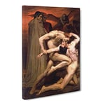 William Adolphe Bouguereau Dante And Virgil In Hell Classic Painting Canvas Wall Art Print Ready to Hang, Framed Picture for Living Room Bedroom Home Office Décor, 20x14 Inch (50x35 cm)