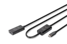 DIGITUS Câble d'extension USB actif - USB-C femelle vers USB-C mâle - 10 m - USB 3.2 Gen1-5 Gbit/s - Plug & Play - avec amplificateur de signal - Noir