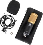 Cm-100Bg Microphone À Condensateur - Micro Cardioïde À Grand Diaphragme 34 Mm Avec Support Antichoc Et Filtre Anti-Pop - Pour Enregistrement, Streaming, Podcasting, Home Studio - Noir/Or