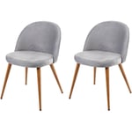 2x chaise de salle à manger HWC-D53, fauteuil, style rétro années 50, en velours - gris clair