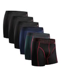 DANISH ENDURANCE Sports Boxers for Men, Dry Fit, Anti Chafing Mens Boxer Shorts Multipack, with Regular or Long Leg, 6 Pack, Multicolor (3x Black, 1x Blue, Black/Red, Green), XXL