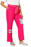 MIAMODA Femme Grandes Tailles Pantalon Coupe Straight Fit à Paillettes, avec Ceinture à Nouer Rose Vif Fluo 58 202504520-56