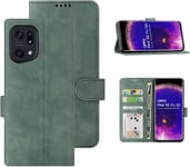 Pu Leder Flip Wallet Hülle Für Oppo Find X5 Pro 3 Kartenfächer Standfunktion Stoßfeste Schutzhülle Für Oppo Find X5 Pro 2022 , Grün