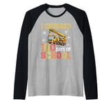 I Crushed 100 Days Of School Crane Truck Students Kids Boys Raglan Baseball Tee