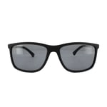 Emporio Armani Mens Sunglasses 4058 5063/81 Black Rubber Grey Polarized - One Size