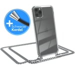 For Apple iPhone 11 Pro Max Phone Case With Hanging Cord Chain Silver