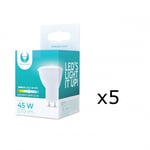 LED-lampe GU10, 7W, 230V, 6000K, 5-pak, Kølig hvid