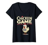 Womens Chicken Game Don't Look At The Chicken Hen Funny Chicken V-Neck T-Shirt