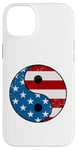 Coque pour iPhone 14 Plus Drapeau américain Yin et Yang rouge, blanc et bleu avec étoiles