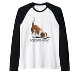 Funny Dog Yoga - Downward Human for Men and Women Raglan Baseball Tee