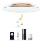 48W 50CM Modern Smart Music WiFi LED Ceiling Light Compatible with Amazon Alexa Google Home Remote Control Dimmable RGB Lamp with 2 Bluetooth Speakers for Lounge Bedroom Living Room Bathroom