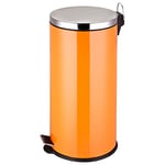 Premier Housewares Poubelle à Pédale de 30 ltr, Bacs à Ordures en Acier Inoxydable Orange - Seau Intérieur en Plastique