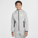 Nike Older Kids' (boys') Football Full-zip Hoodie F.c. Barcelona Tech Fleece Fanikauppa jalkapallo DARK GREY HEATHER/BLACK/BARELY VOLT