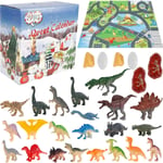 Dinosaurie Adventskalender 2024 - Jurassic Park Adventskalender för Pojkar, Barn och Småbarn, 24 Dagars Nedräkning Julfestpresenter, Mini Dinosaurier 0.5