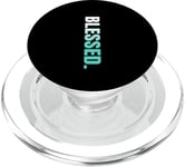 Teal Aqua Blessed. Graphisme Vertical Turquoise Aqua PopSockets PopGrip pour MagSafe