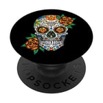 Sugar Skull, Orange Rose, Sugarskull, Green, For Girls Black PopSockets Grip and Stand for Phones and Tablets