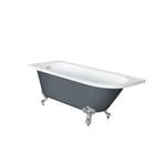 Baignoire semi-îlot rétro d’angle – Blanc – 168,5 cm x 75 cm – Pieds chromés – Option d’angle droit ou gauche – Elton