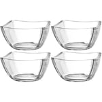 LEONARDO HOME Piazza 024407 Lot de 4 bols de service en verre pour servir au lave-vaisselle, saladiers modernes, de qualité supérieure, hauteur 6,5 cm, transparents