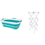 Beldray LA072979TQEU Collapsible Hip Hugger Laundry Basket + Russell Hobbs LA083357PINKEU7 Three Tier Clothes Airer Rack