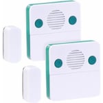 Détecteur d'ouverture de porte avec alarme réglable - VISORTECH - Pack de 2 - Magnétique - Sans fil - 1 m