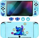 Coque De Protection Pour Switch Oled,Ultra Mince Dockable Coque Switch Oled Tpu Souple Mignon Monstre Alien Cover Avec 2pcs Soft Joycon Cover Et 4pcs Capuchons De Poignée De Pouce,Blue3