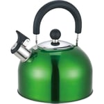 Green 2.5L Stainless Steel Whistling Kettle stove Top Hob Camping Travel Teapot