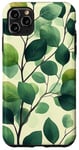 Coque pour iPhone 11 Pro Max Feuilles Botanique Fleur Plante Dessin Au Trait Vert Sauge